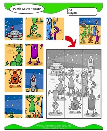 Puzzle Kes Yapıştır Çalışma Sayfaları